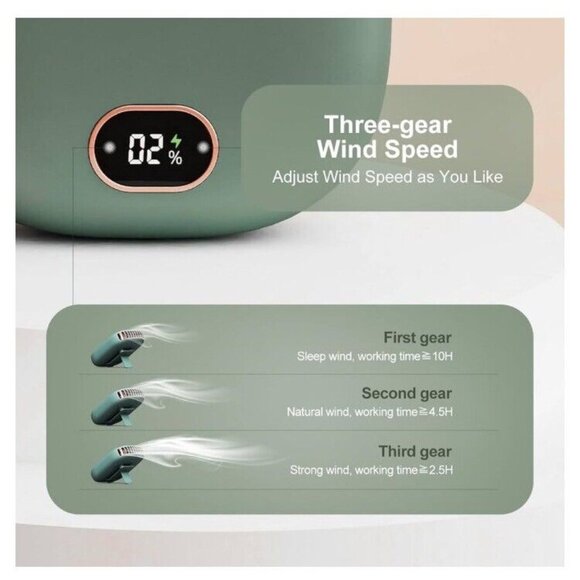 Mini Electric Portable Fan USB Charging Neck Hanging Bladeless Fan Green - Picture 5 of 6